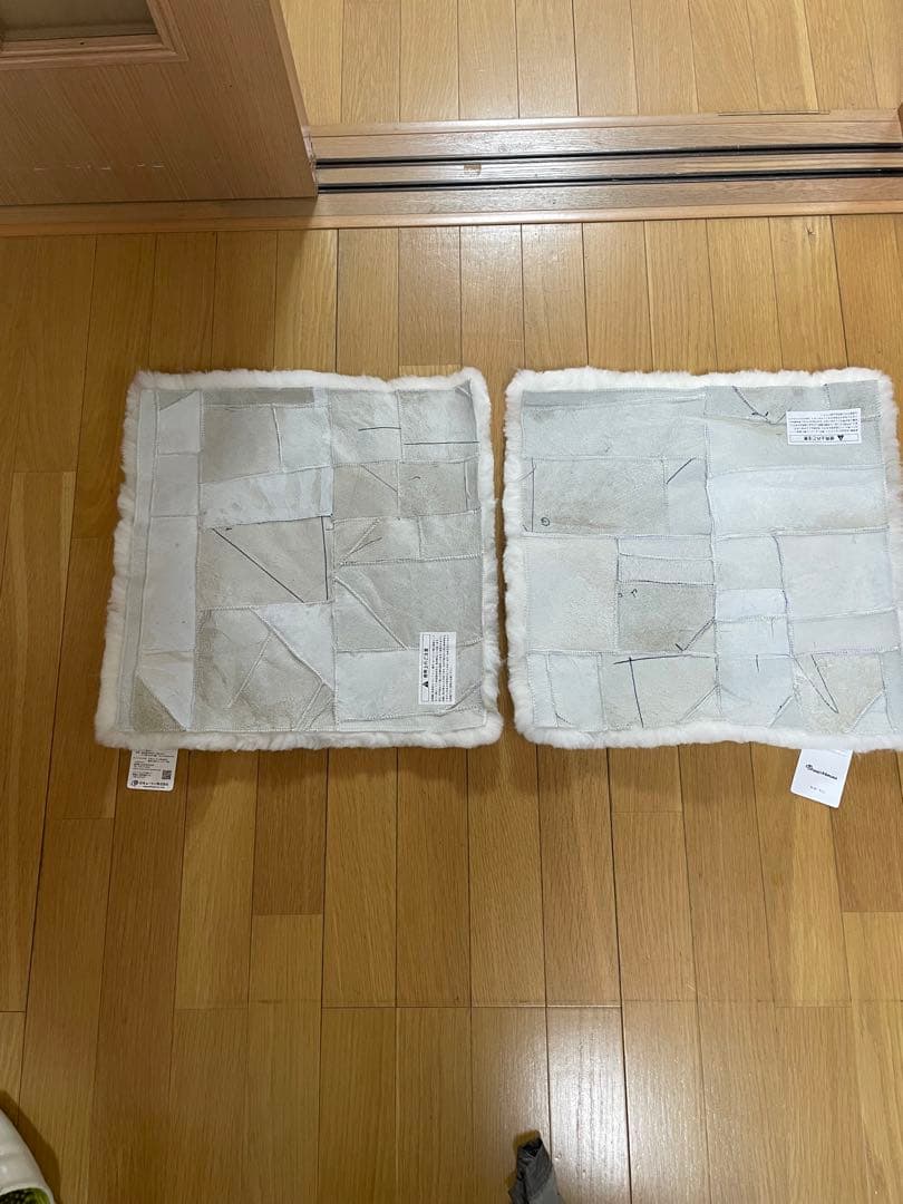 高級ムートン座布団　ホワイト（2セット）