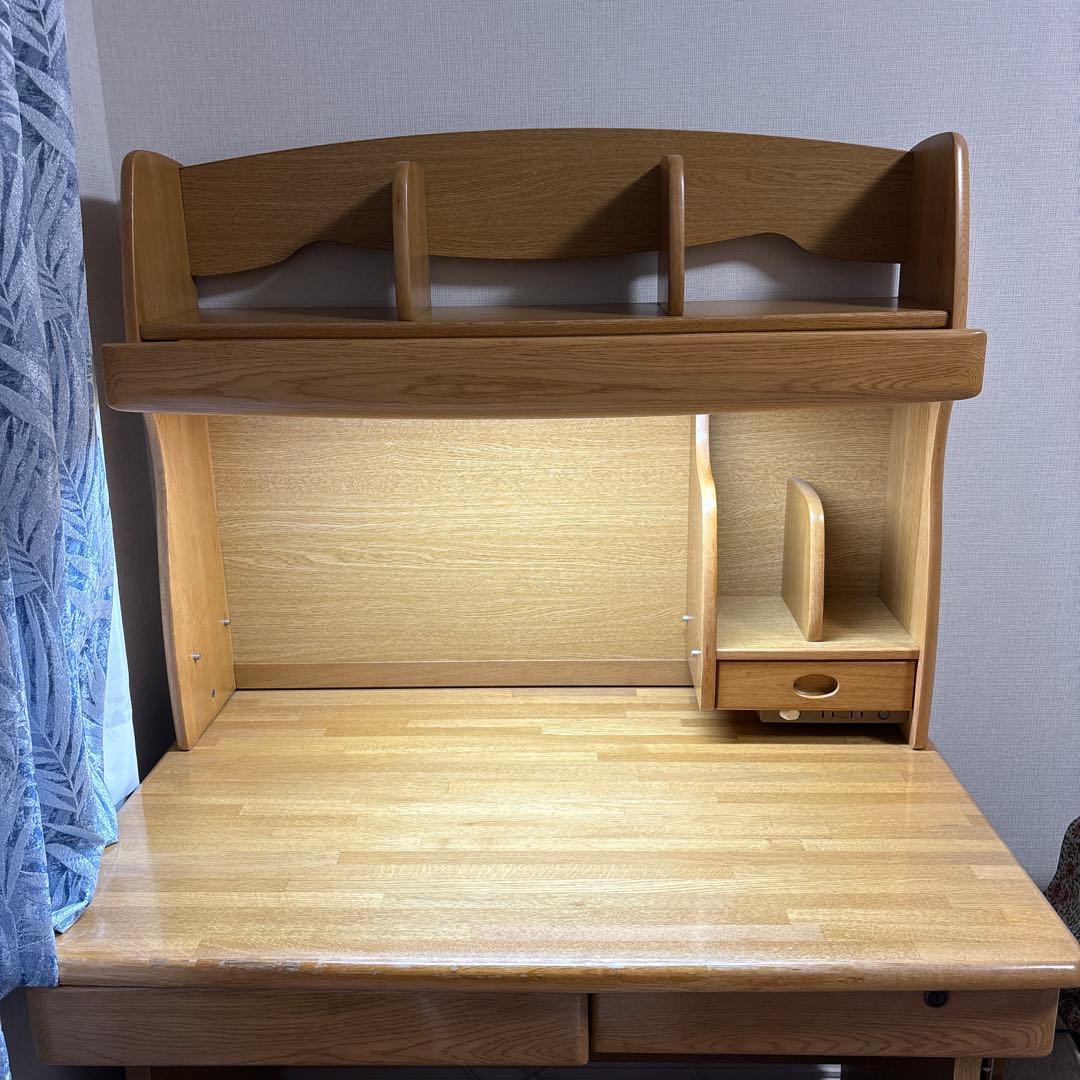 送料込②学習机用本棚　収納式ライト付