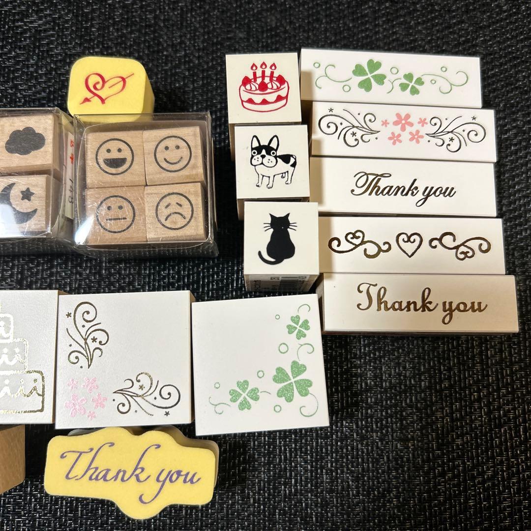 スタンプ　一色　一部天然木　レトロ　図工　レター　葉書