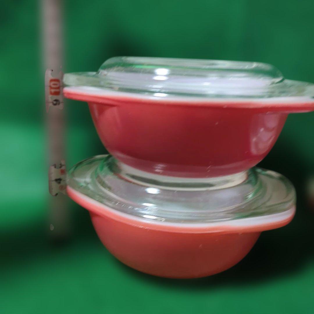 パイレックス フラミンゴピンクのミニキャセロール3個 PYREX ビンテージ