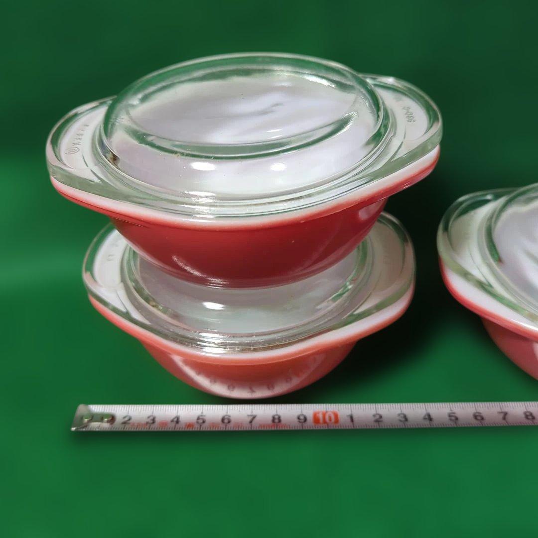 パイレックス フラミンゴピンクのミニキャセロール3個 PYREX ビンテージ