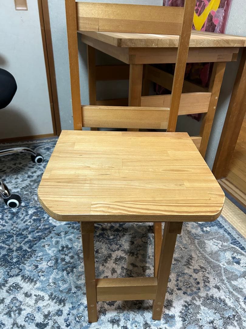 日本製 学習机 2台椅子 2脚ナチュラルウッド