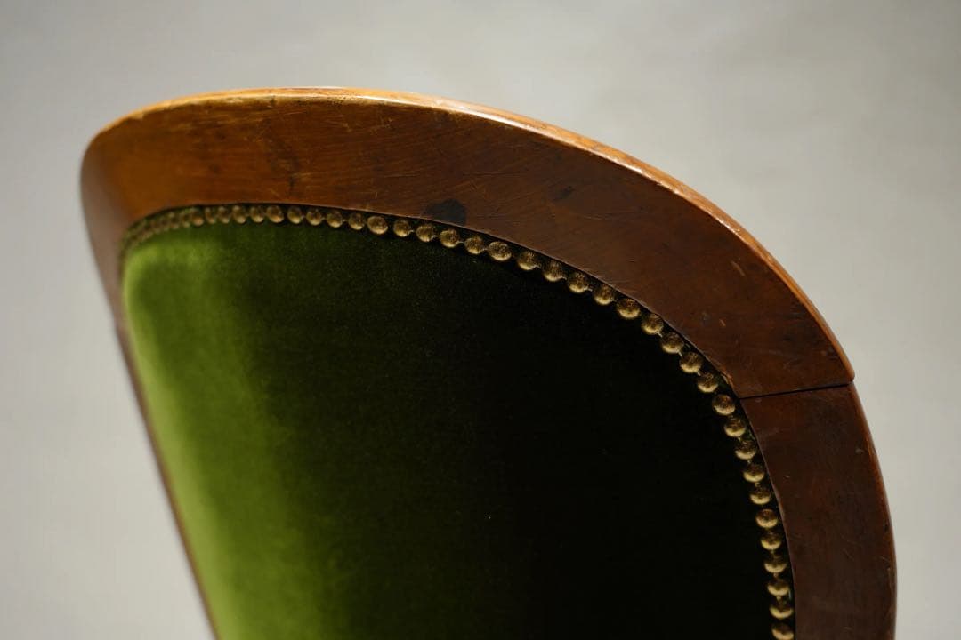 フランスアンティーク　サロンチェア　ベルベット　グリーン　1800年代