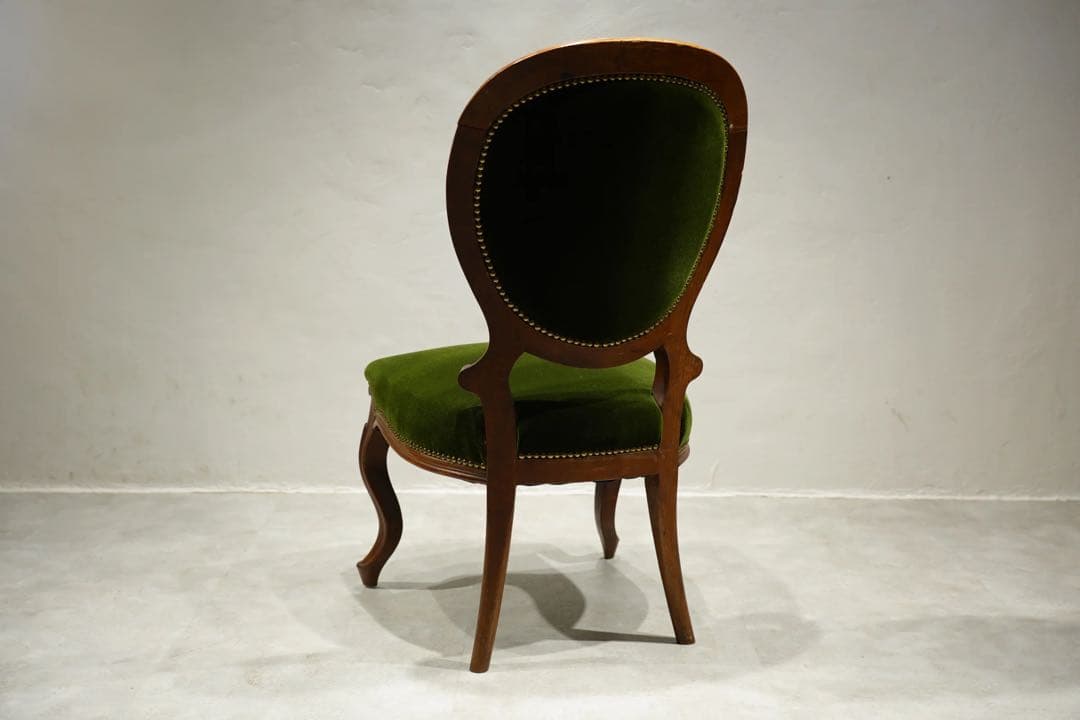 フランスアンティーク　サロンチェア　ベルベット　グリーン　1800年代