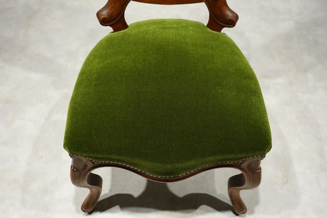 フランスアンティーク　サロンチェア　ベルベット　グリーン　1800年代