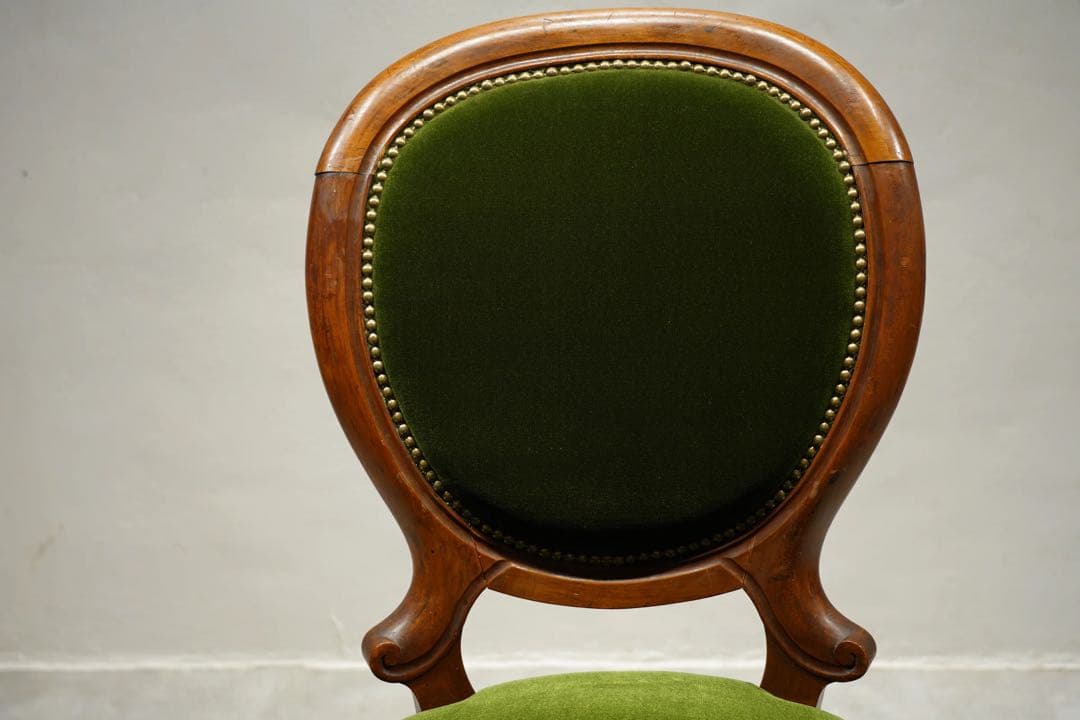 フランスアンティーク　サロンチェア　ベルベット　グリーン　1800年代