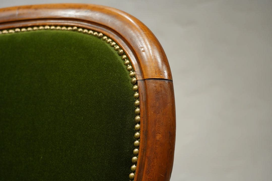 フランスアンティーク　サロンチェア　ベルベット　グリーン　1800年代