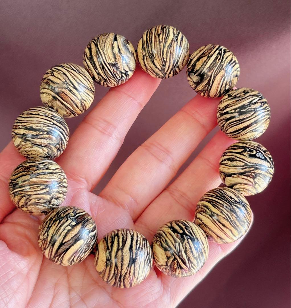 天然木 海南留花奇楠沈香の仏珠.数珠.ブレスレット（番号A5095