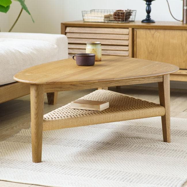 リビングテーブル幅100cm アッシュ無垢材 ペーパーコード 完成品（1282）