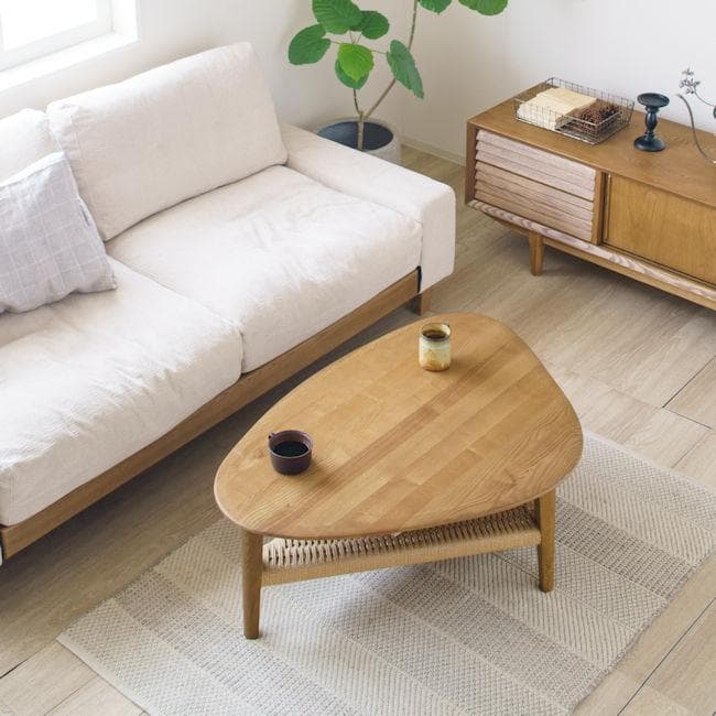 リビングテーブル幅100cm アッシュ無垢材 ペーパーコード 完成品（1282）