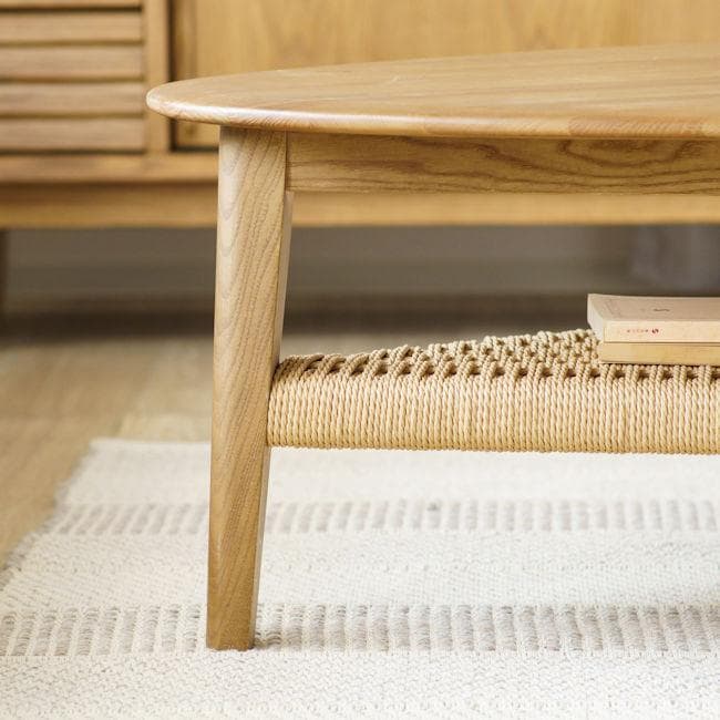 リビングテーブル幅100cm アッシュ無垢材 ペーパーコード 完成品（1282）