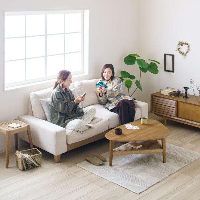 リビングテーブル幅100cm アッシュ無垢材 ペーパーコード 完成品（1282）