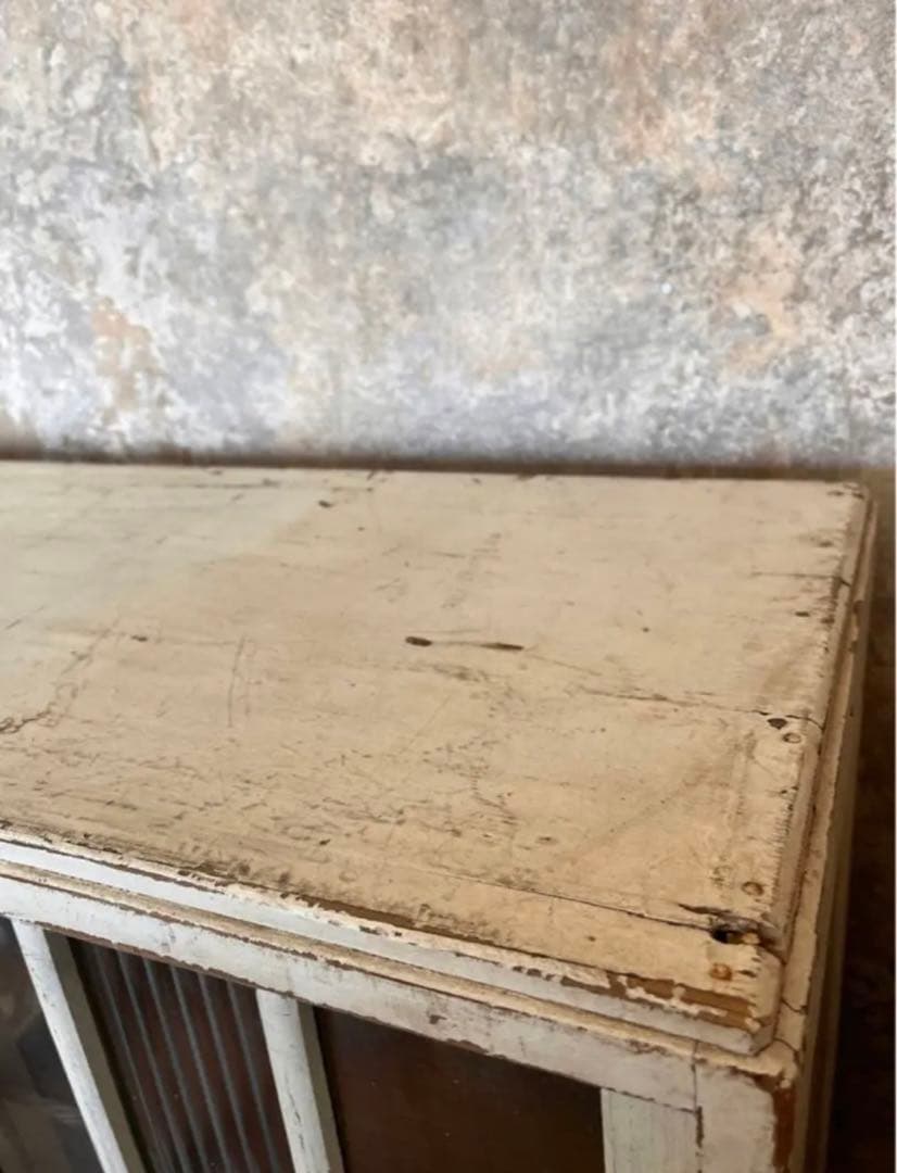 希少 アンティーク ホワイト シャビー 食器棚