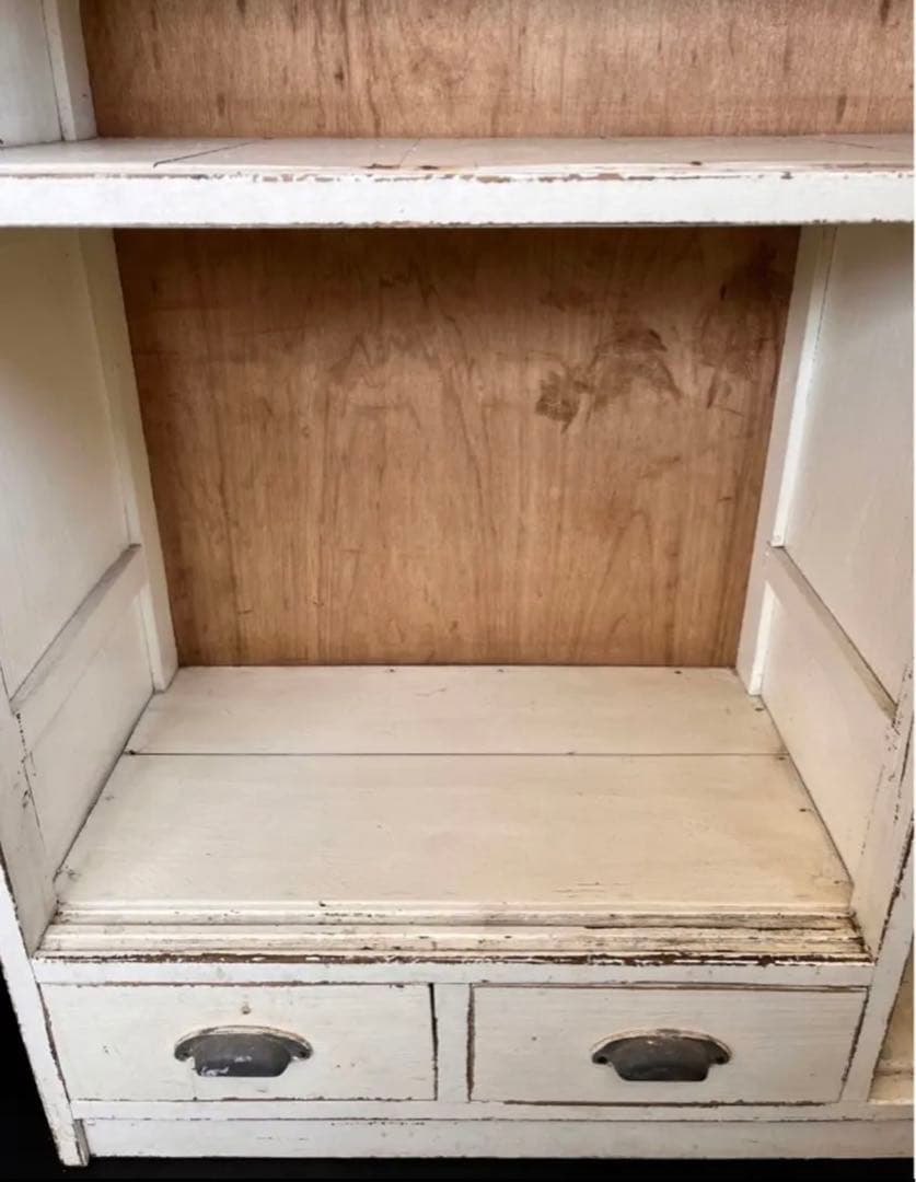 希少 アンティーク ホワイト シャビー 食器棚