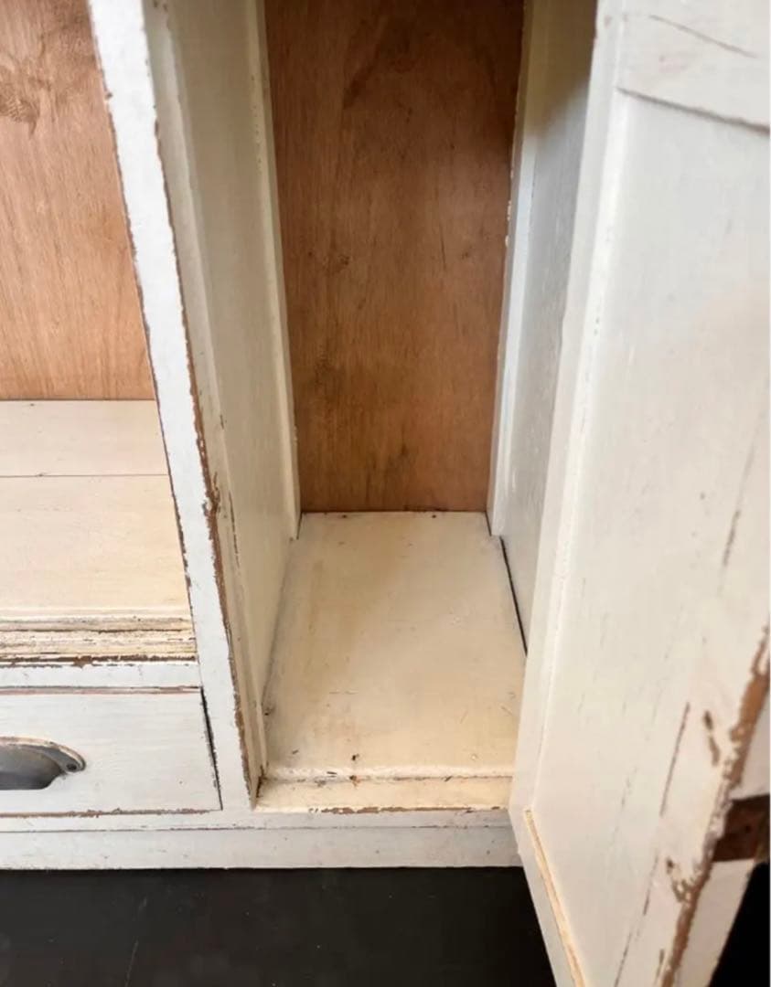 希少 アンティーク ホワイト シャビー 食器棚