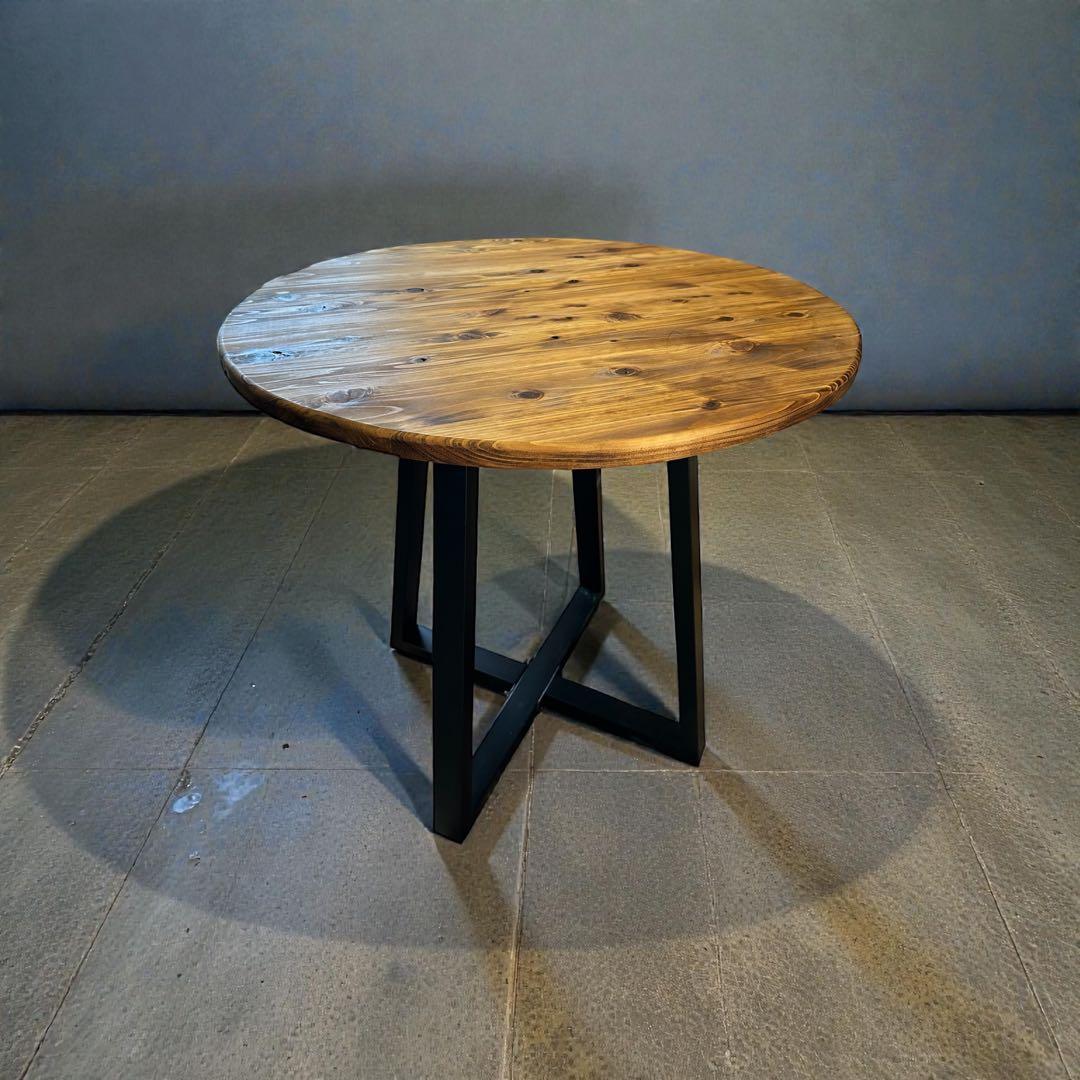 在庫あり　即納　丸テーブル　机　リビング　ナチュラル　アイアン　カフェ