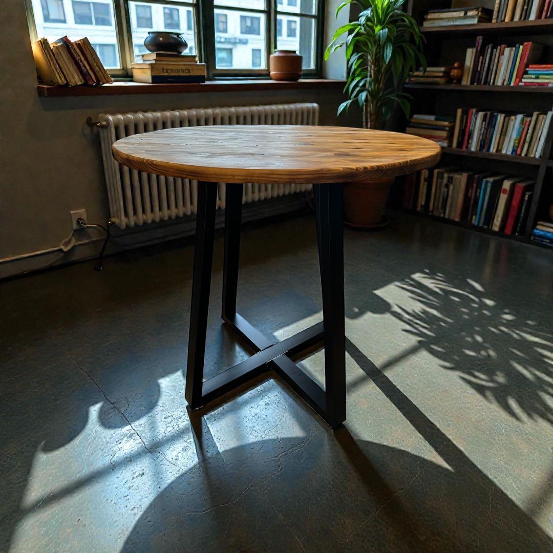 在庫あり　即納　丸テーブル　机　リビング　ナチュラル　アイアン　カフェ