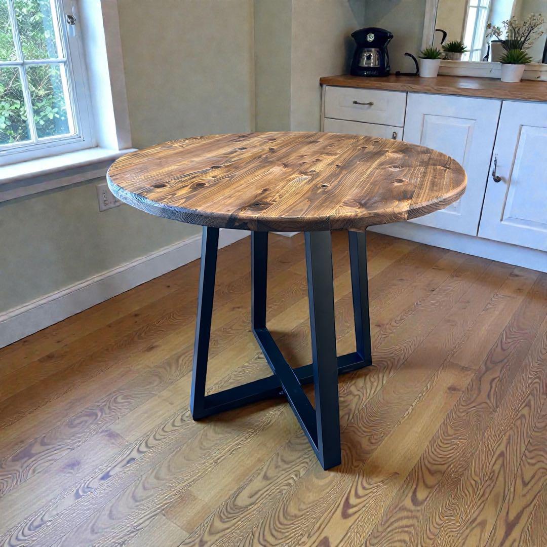 在庫あり　即納　丸テーブル　机　リビング　ナチュラル　アイアン　カフェ