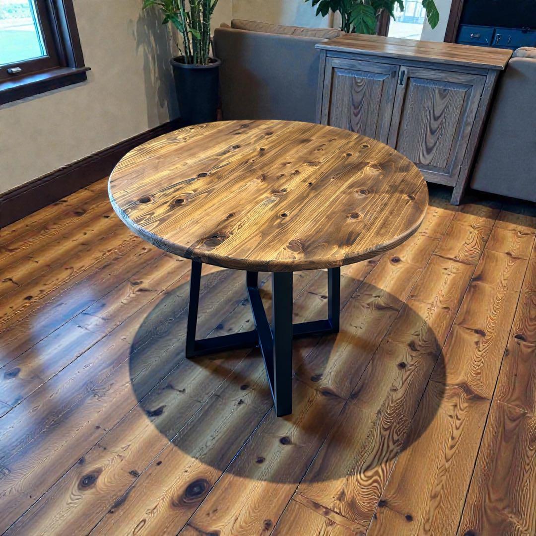 在庫あり　即納　丸テーブル　机　リビング　ナチュラル　アイアン　カフェ