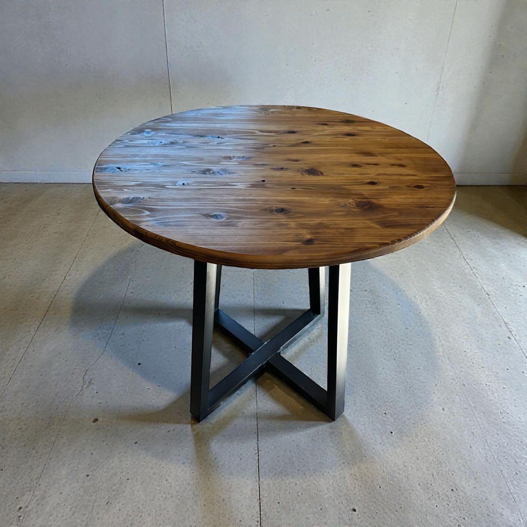 在庫あり　即納　丸テーブル　机　リビング　ナチュラル　アイアン　カフェ