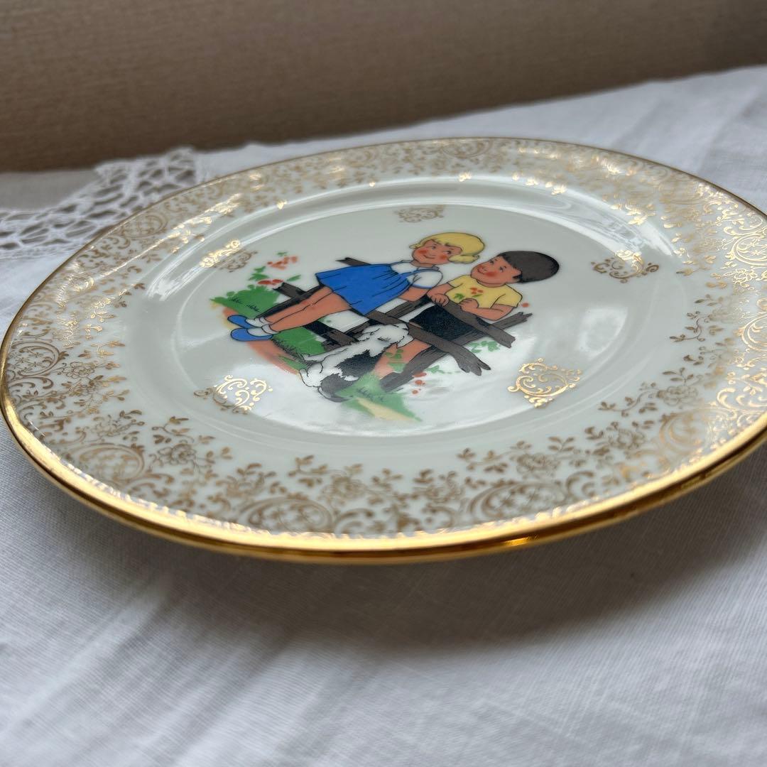 リモージュ　子供キッズ柄　プレート皿3枚セット　フランスアンティーク