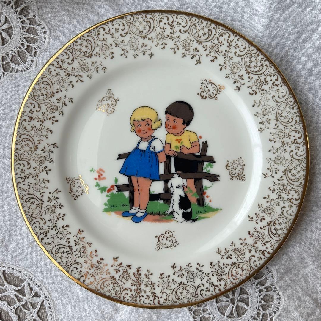 リモージュ　子供キッズ柄　プレート皿3枚セット　フランスアンティーク