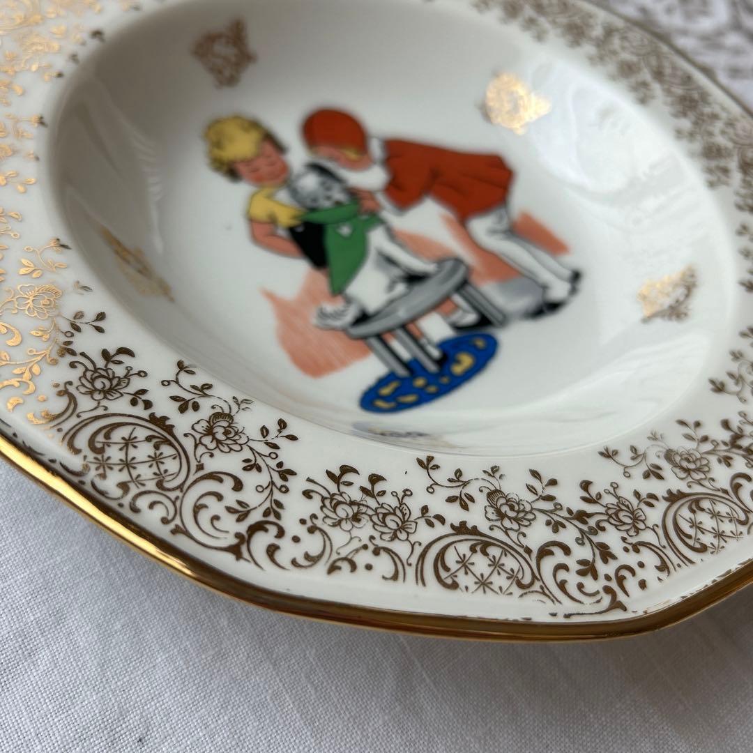 リモージュ　子供キッズ柄　プレート皿3枚セット　フランスアンティーク