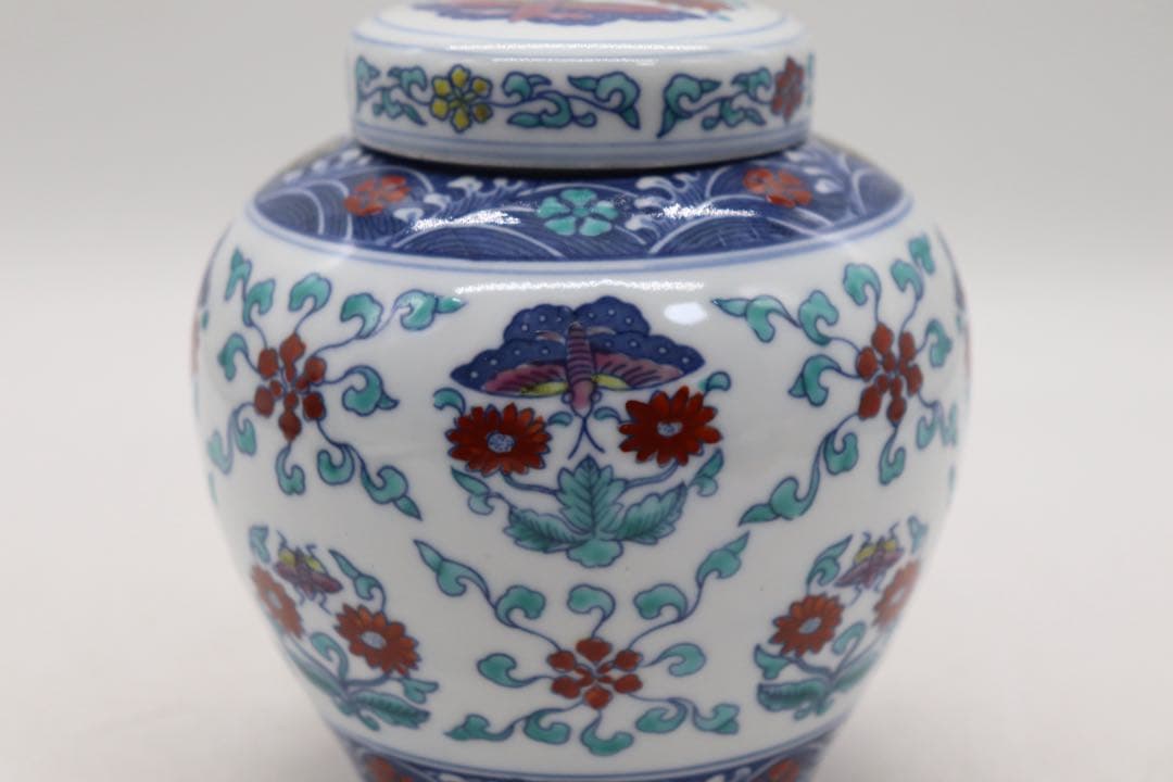 茶壺　景徳鎮製　大明成化年製とう彩壺写　送料込み251018