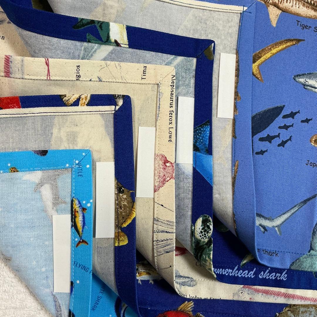 99 魚 海 給食セット×5枚 小学校 ランチョンマット ネームタグ 入学