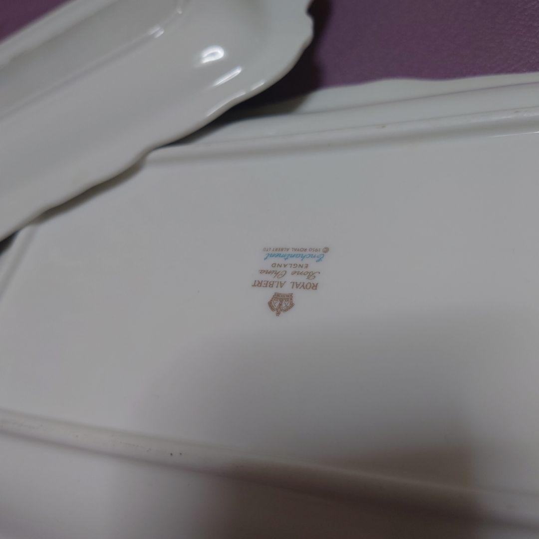   花柄 長方形プレート2皿