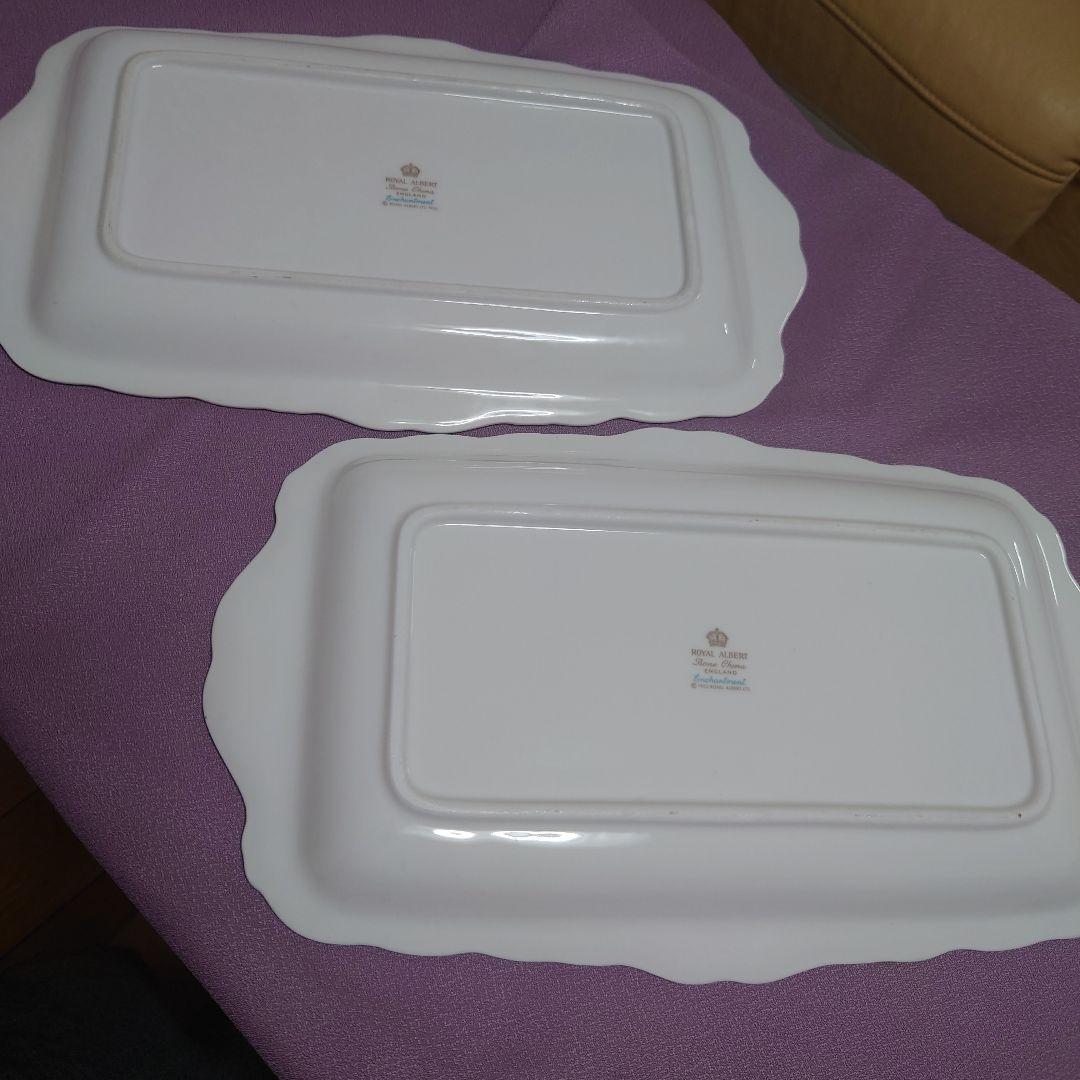   花柄 長方形プレート2皿