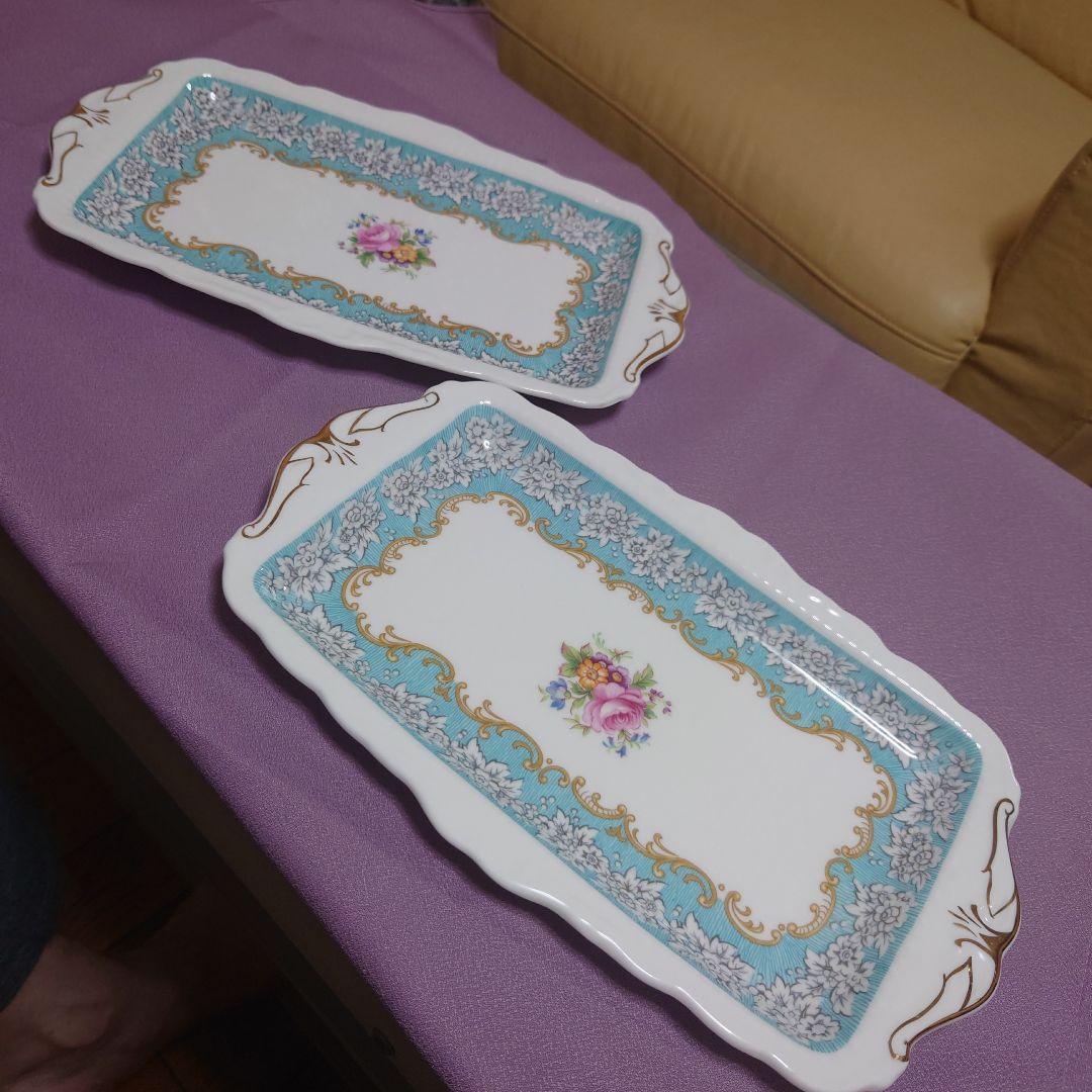   花柄 長方形プレート2皿