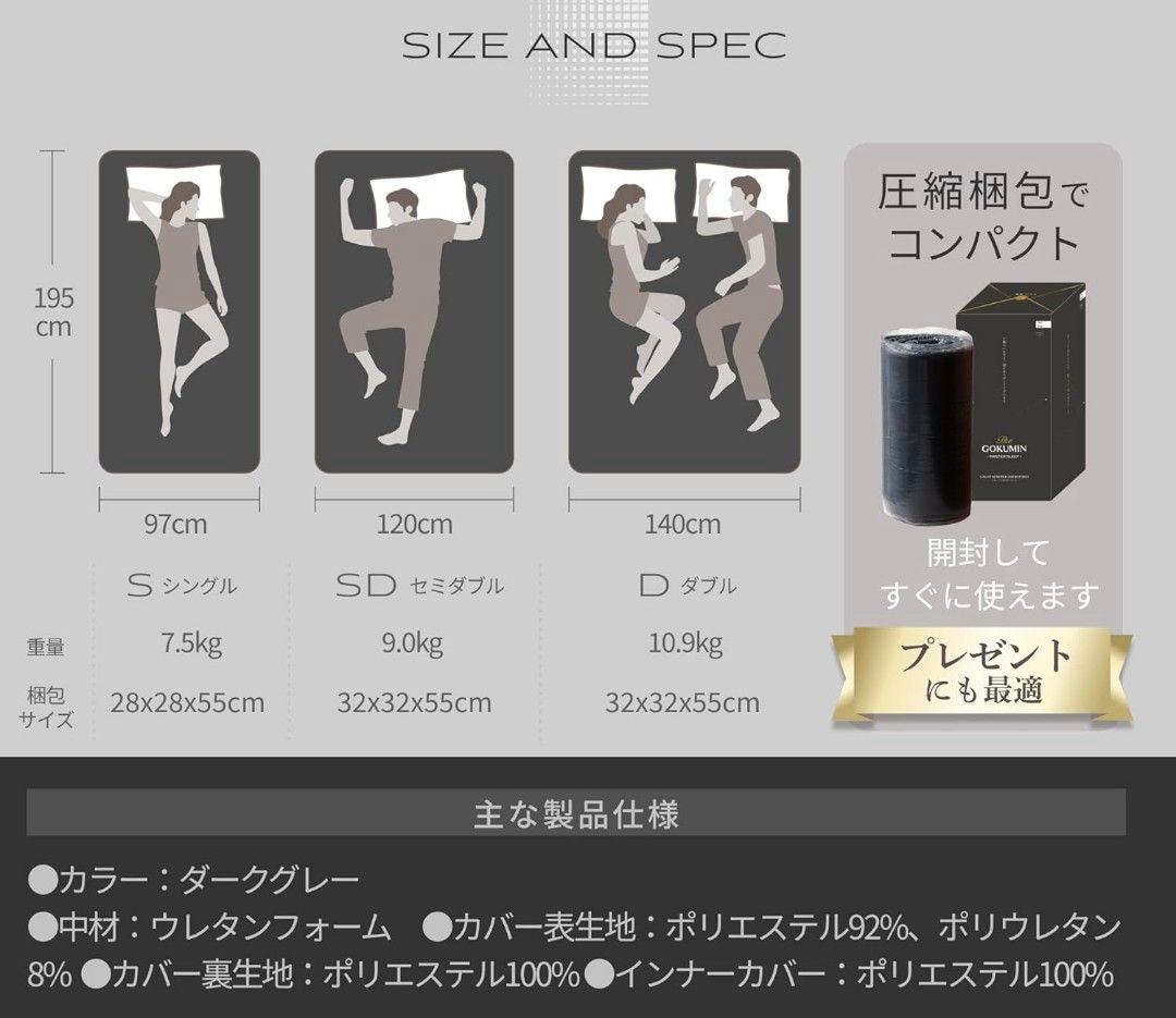 【新品】GOKUMIN マットレス 低反発 厚さ5cm 薄型 ダブル te01