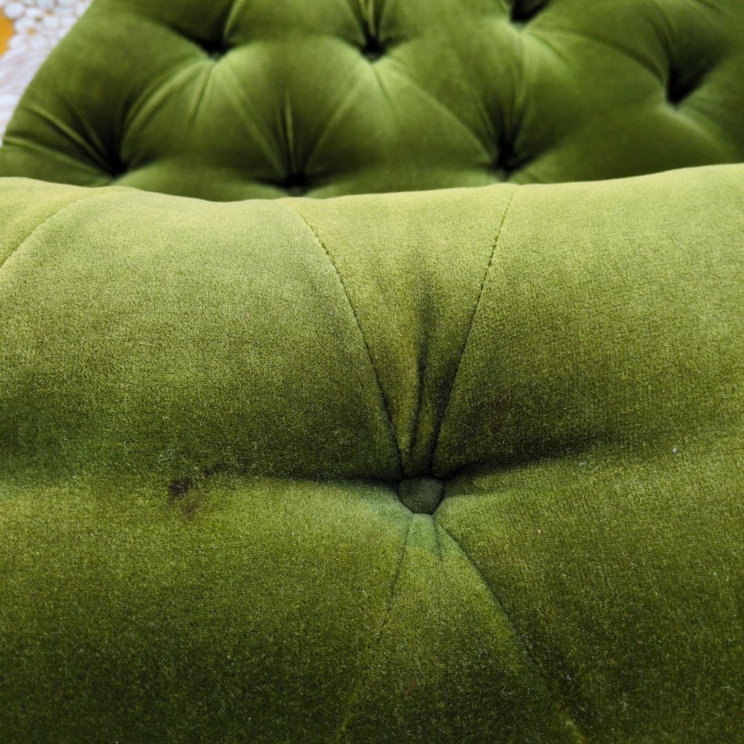 昭和レトロ オールド カリモク グリーン モケット コーナーソファ②ベルベット