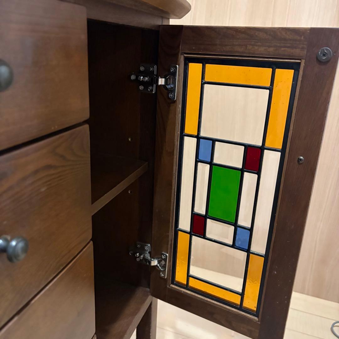 曙工芸 曙 キャビネット サイドボード 電話台　ステンドグラス　レトロ