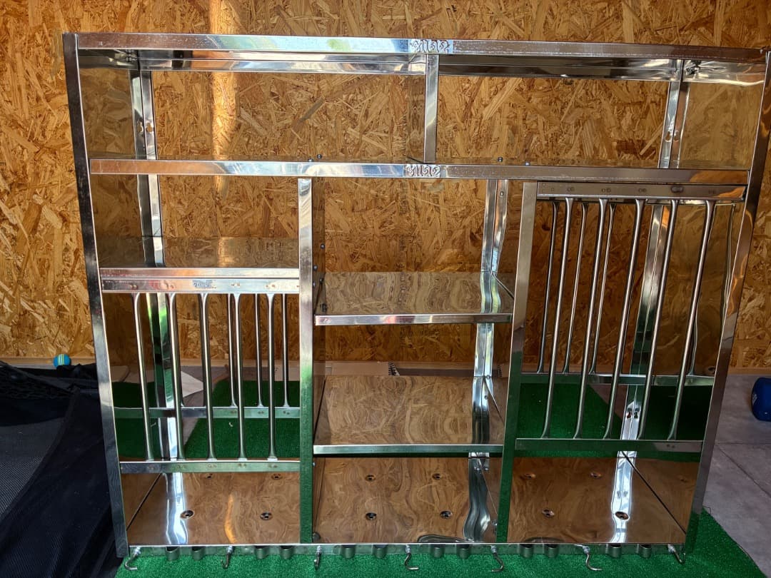 大型インディアンキッチンラック［中古］　ステンレス　壁付け　食器棚