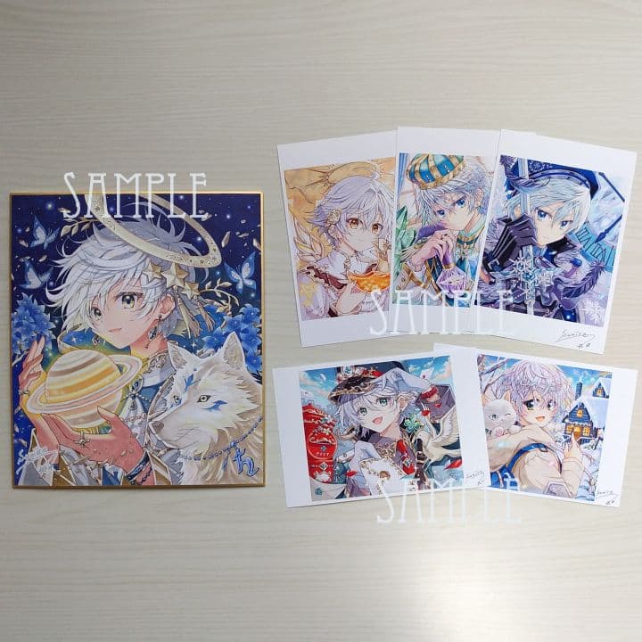 手描きイラスト色紙＆ポストカード5枚セット【Saturn】原画/オリジナル