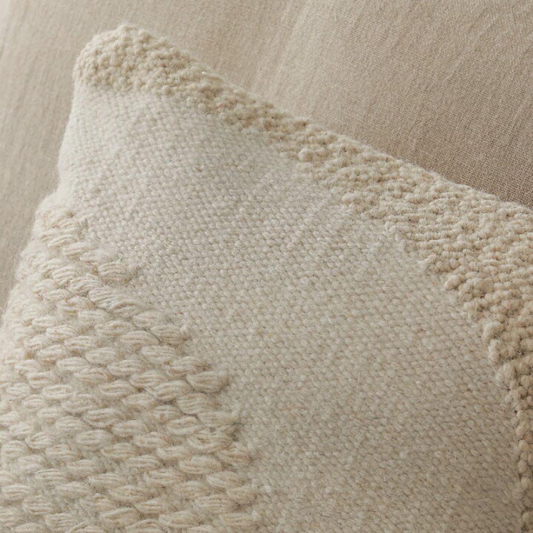 極美品 リセノ ウーリッシュ クッションカバー ウール ナチュラル 幾何学模様