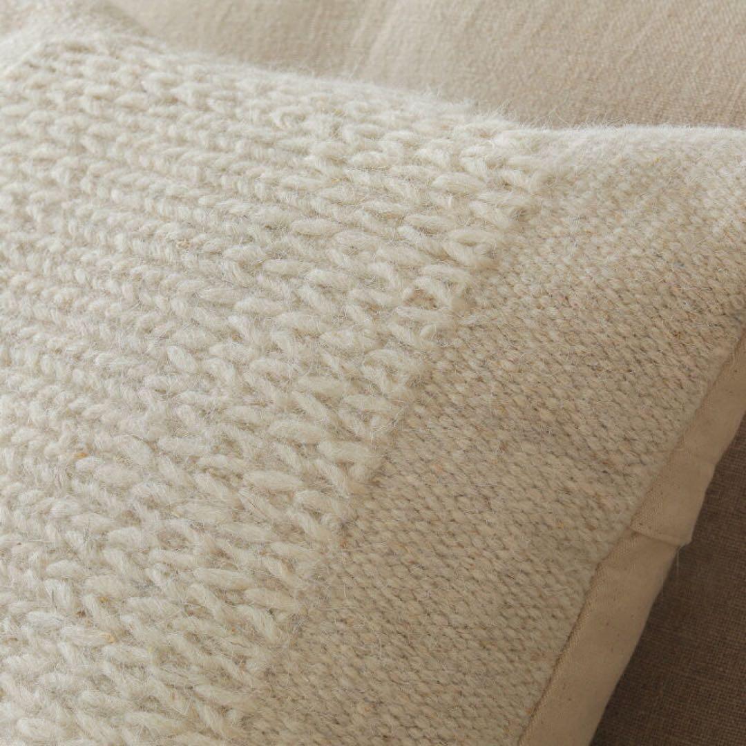 極美品 リセノ ウーリッシュ クッションカバー ウール ナチュラル 幾何学模様