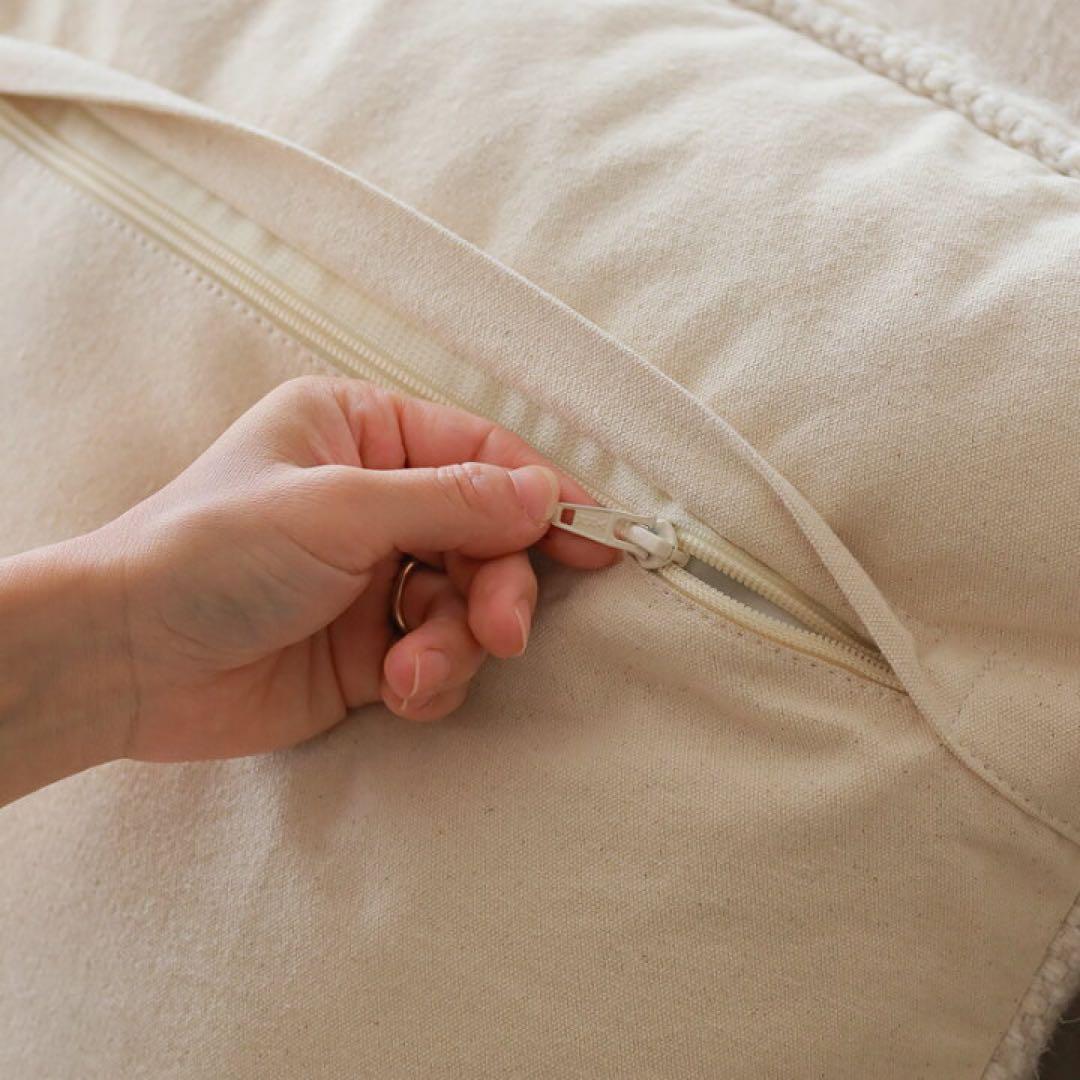 極美品 リセノ ウーリッシュ クッションカバー ウール ナチュラル 幾何学模様