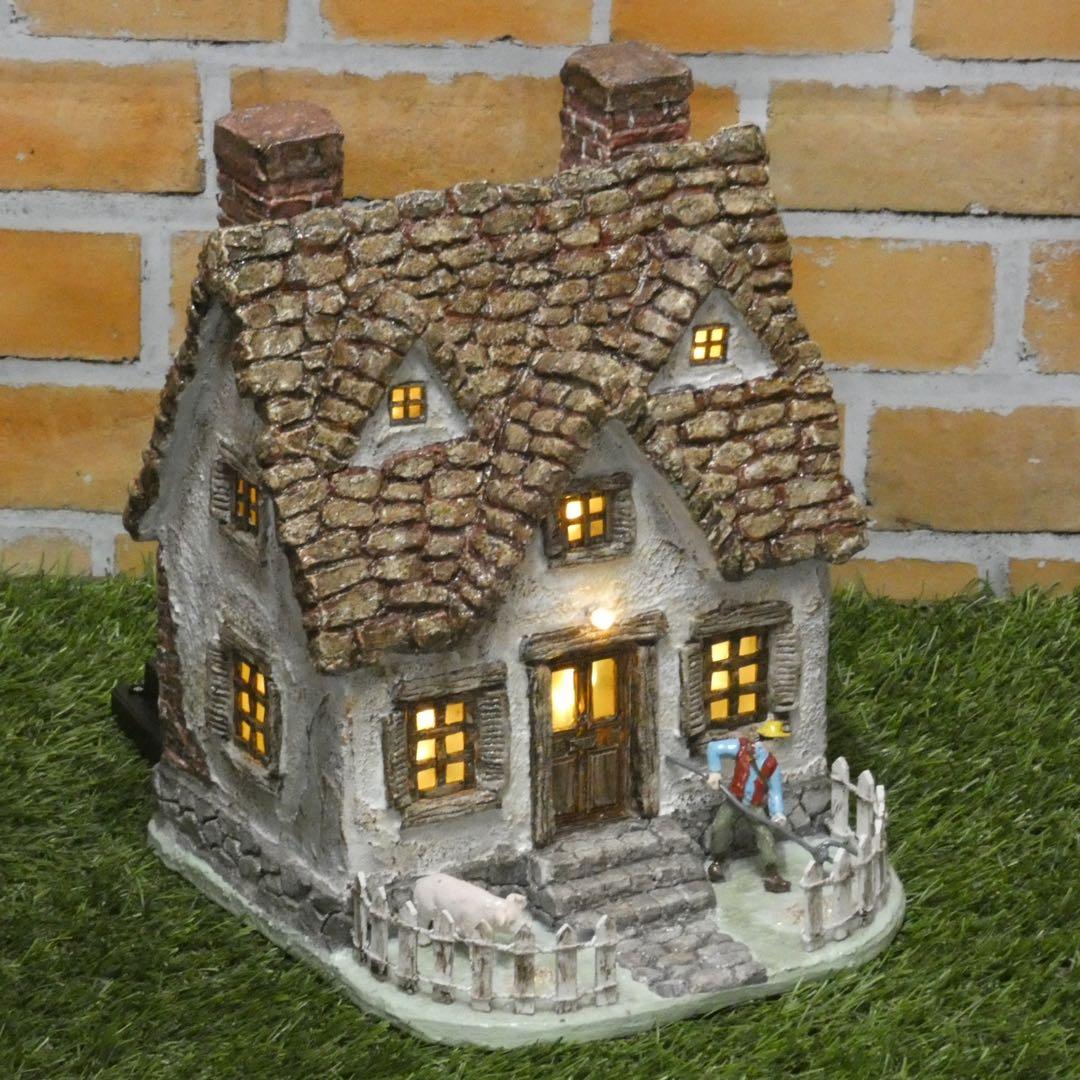 農場風 モルタルハウス ソーラーライト ハンドメイド モルタルデコ