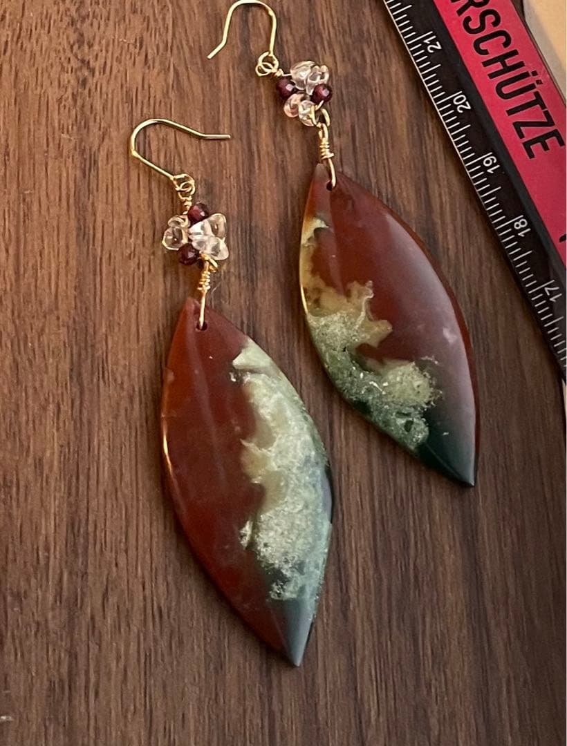 値下げブラッドストーン大ぶりピアスチャーム·͜· ︎︎