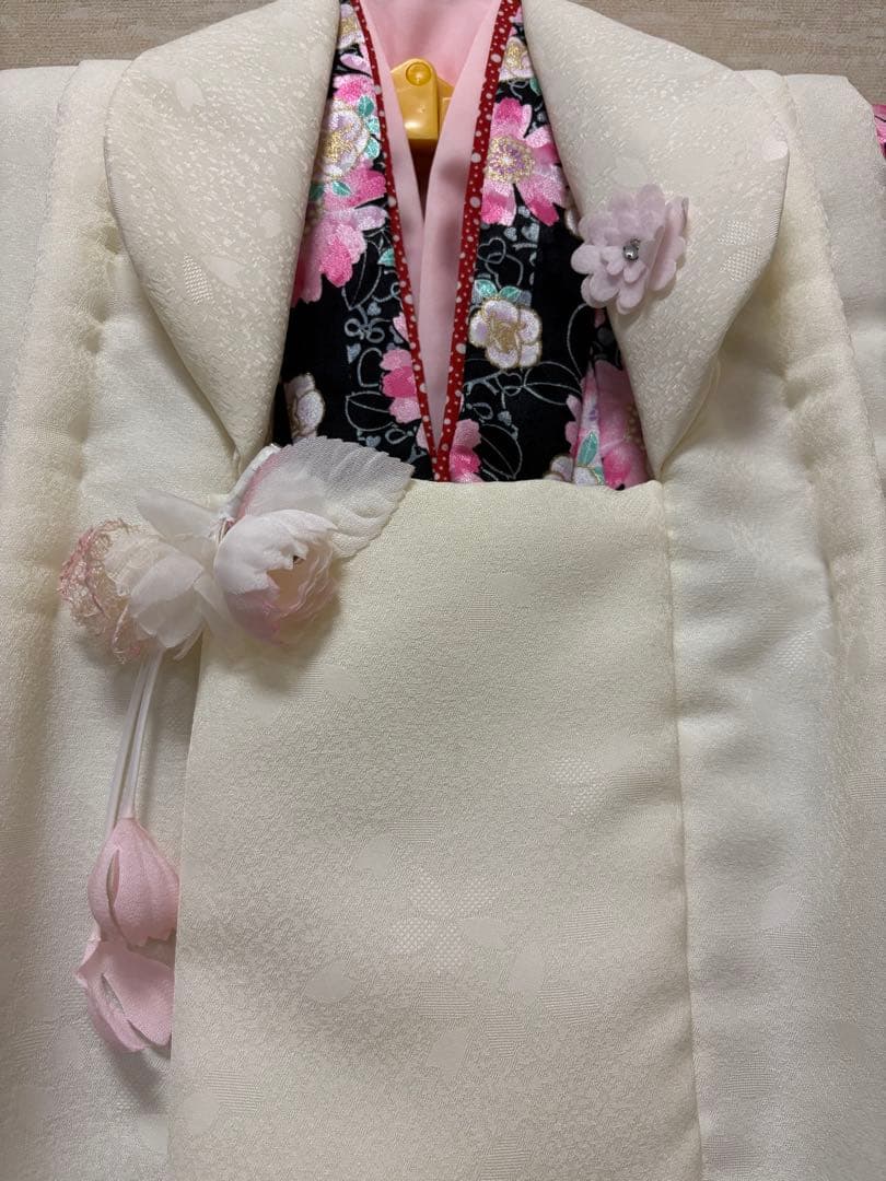 七五三　3歳女の子　着物と被布　ひさかたろまん　薔薇と秋桜　ラインストーン　新品