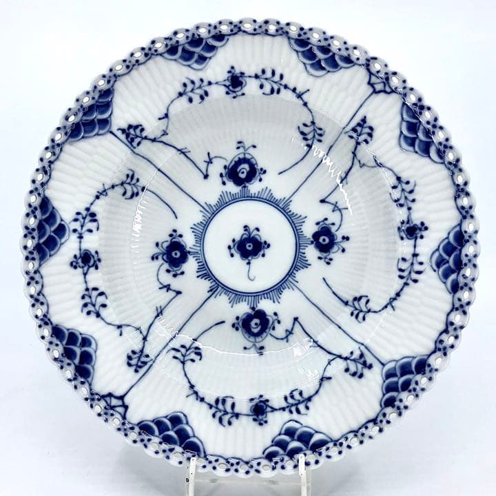 未使用ヴィンテージ ブルーフルーテッド フルレース ディーププレート