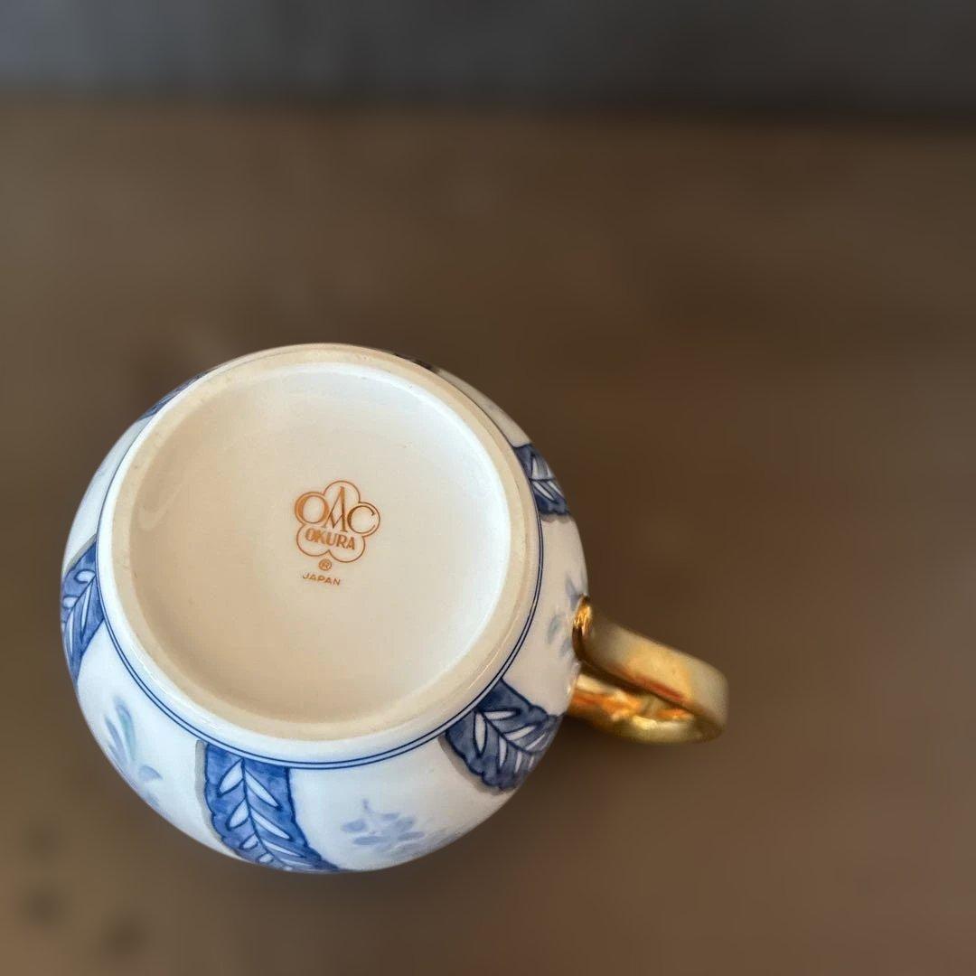 大倉陶園　呉須更紗 ティーポット、シュガーポット、クリーマー