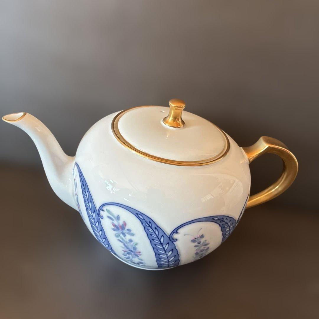 大倉陶園　呉須更紗 ティーポット、シュガーポット、クリーマー