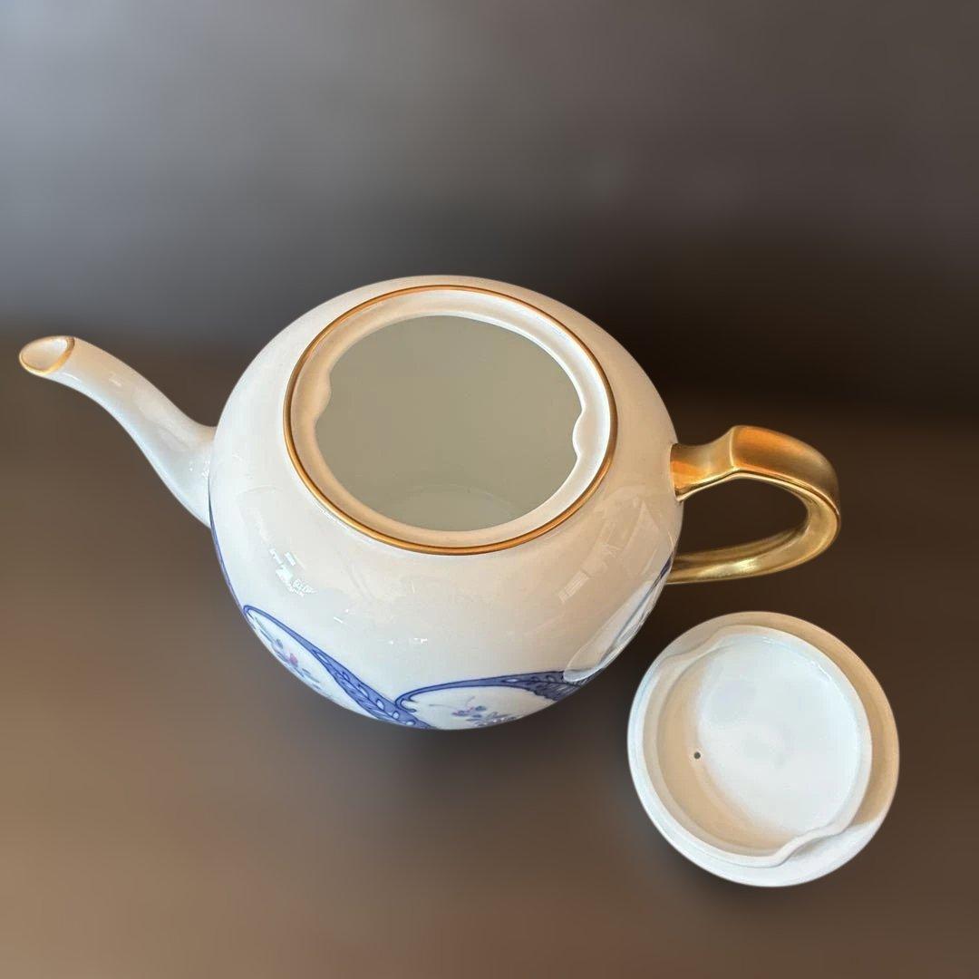 大倉陶園　呉須更紗 ティーポット、シュガーポット、クリーマー