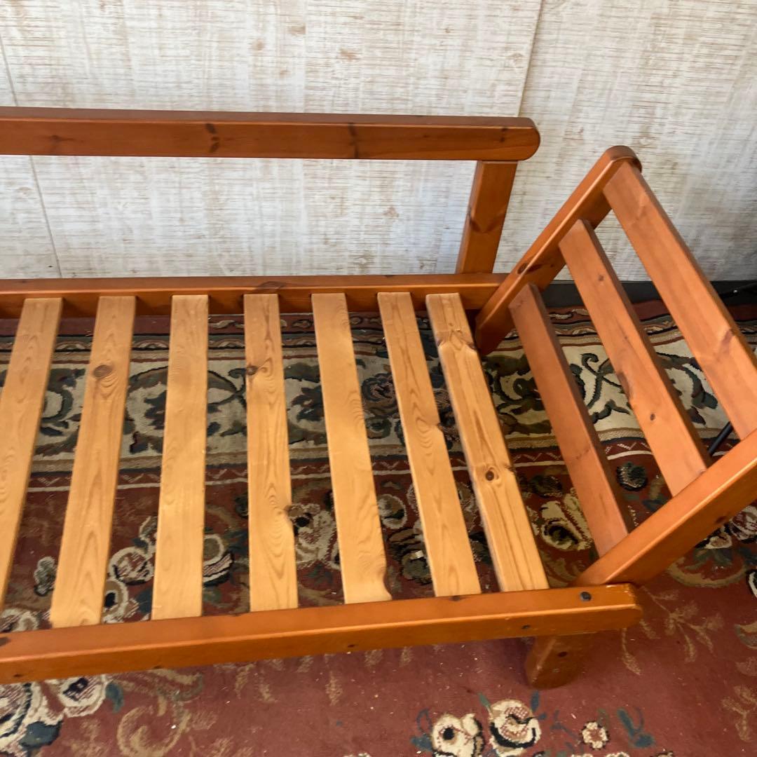 北欧レトロ 天然木 無垢材 ウッドベンチ ソファーベッド 2人掛けベンチ