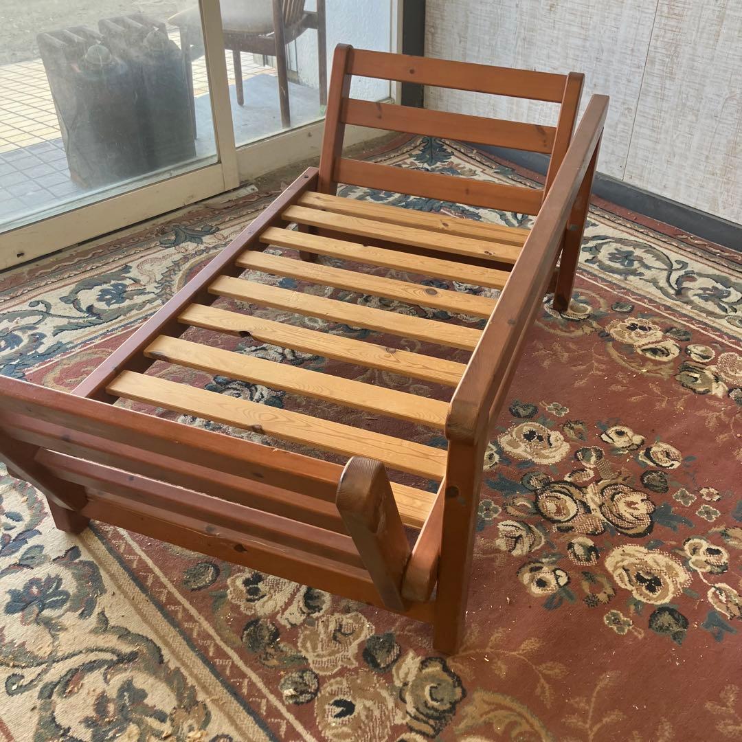 北欧レトロ 天然木 無垢材 ウッドベンチ ソファーベッド 2人掛けベンチ