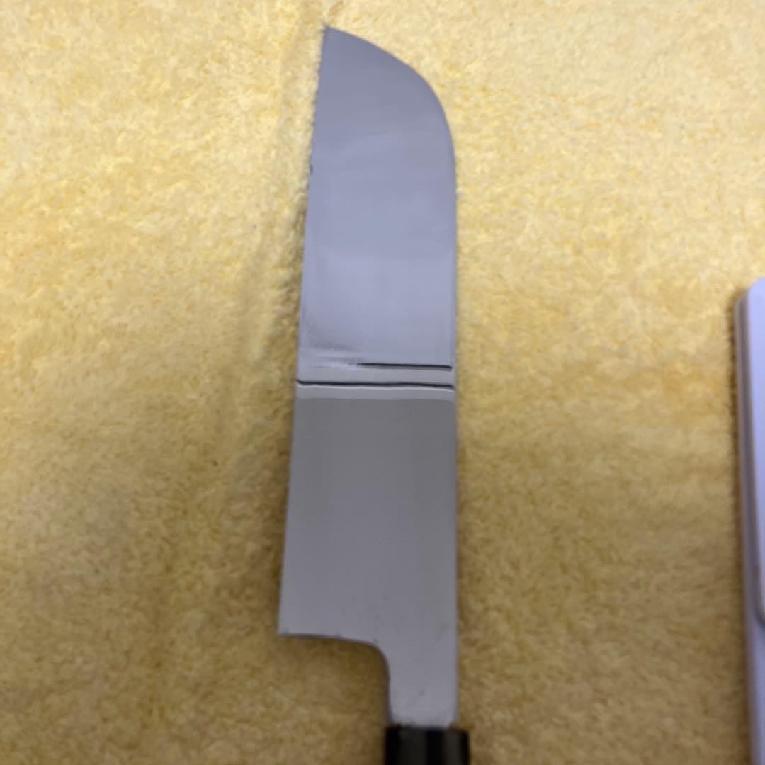 ④銀三 本焼 薄刃8寸 全鏡面 黒檀柄両水牛角 - メルカリ